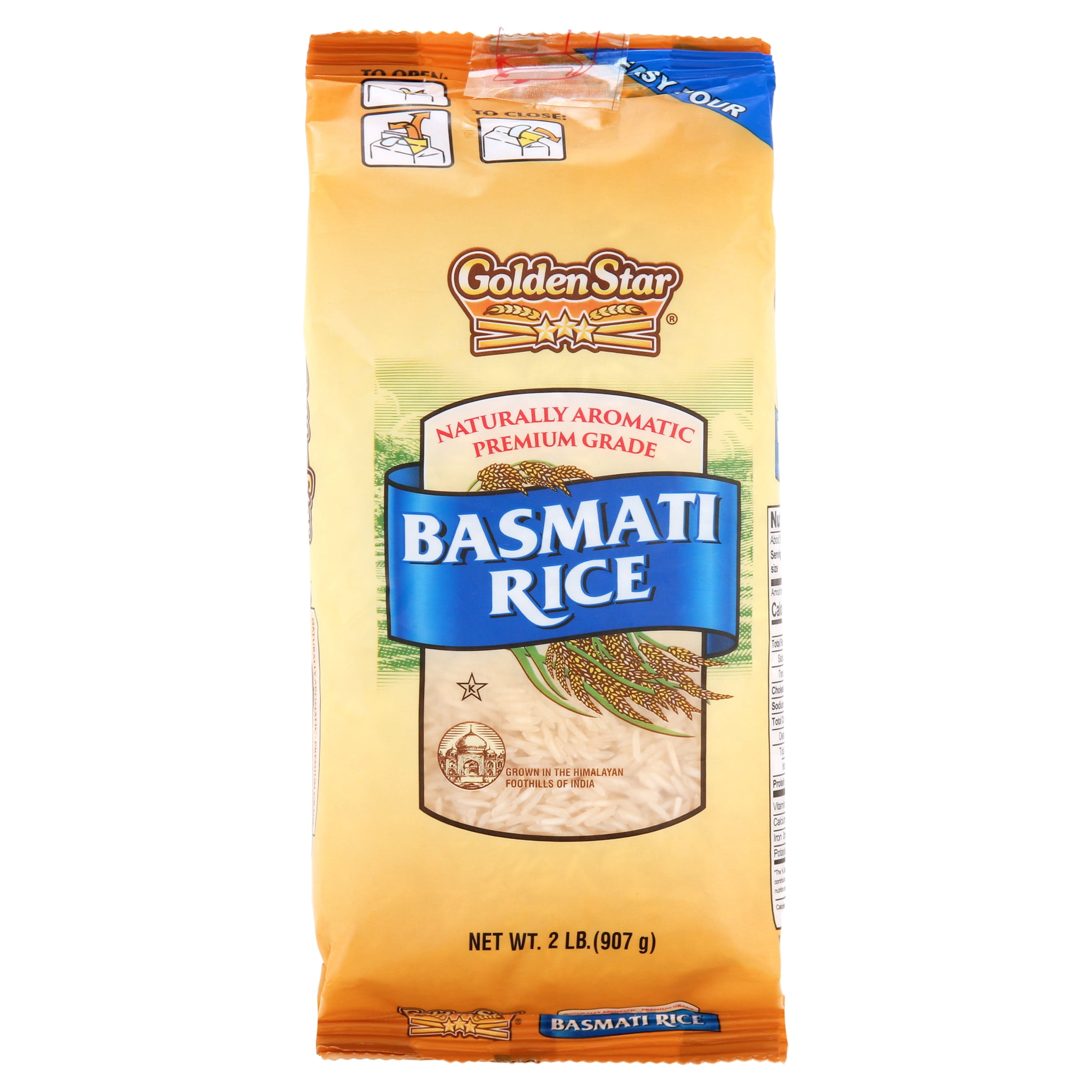Golden Star Basmati Rice, Premium Aged Indian Basmati Rice, 2 lb Bag
