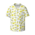 thumbnail image 2 of Lsque Yellow Lemon Leaves print Men's Cuban Collar Short Sleeve Shirt Summer Beachwear Casual Button Down Fashionable Vacation Leisure Shirt-Medium, 2 of 7
