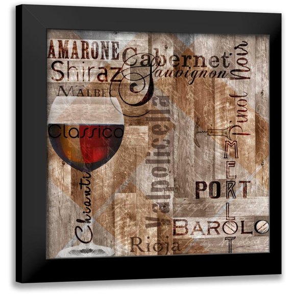 Wolk, Lisa 12x12 Black Modern Framed Museum Art Print Titled - Classic Red Wines