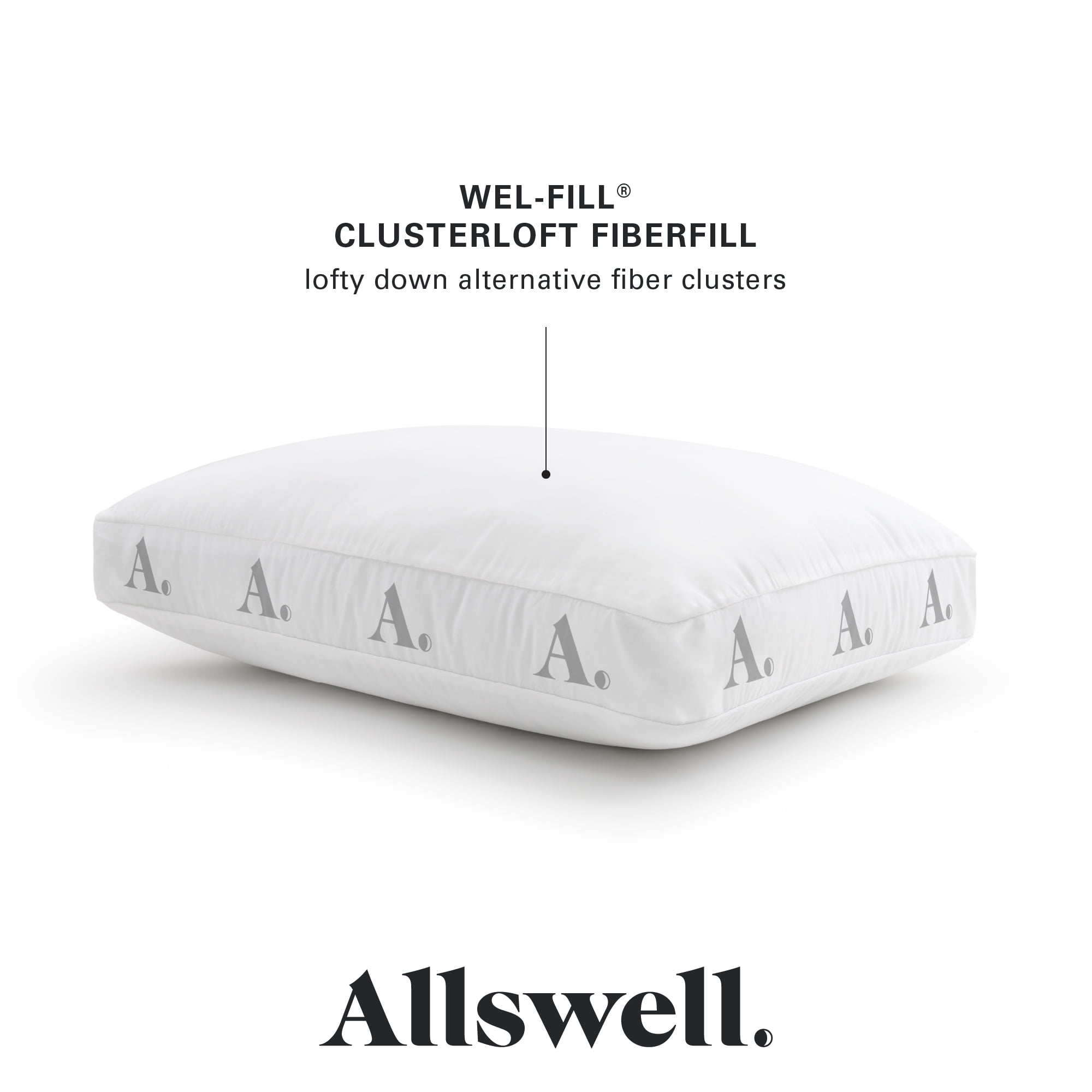 Allswell Side Sleeper Bed Pillow with HYGROCOTTON® Temperature Regulating Cover, Standard/Queen, 2-Pack