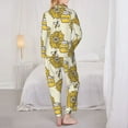 thumbnail image 5 of Kll Cartoon Honey Pot Bee Sunflower Print Women'S Long Sleeve Pajamas With Pants Sleepwear Loungewear 2 Set-X-Large, 5 of 9