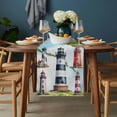 thumbnail image 2 of Lighthouse Table Runner - 108 Inch Long, Kitchen Dining Table Runner Dresser Scarves, Red Black Summer Oil Painting Ocean Beach Farmhouse Decor for Coffee Tables Wedding Party Banquet, 2 of 8