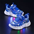 thumbnail image 3 of FAHXNVB Boys LED Light Up Sneakers Dinosaur Print Hook and Loop Athletic Shoes Non Slip Breathable Outdoor Summer Trendy Fun Shoes 15M-7Y, 3 of 4