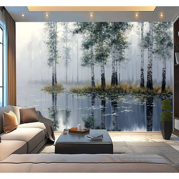 Peel and Stick Wallpaper Birch Trees Abstract Forest Branches Landscape Colorful Nature Modern Modern Art Wall Mural Decor Self Adhesive and Removable 100in x 144in