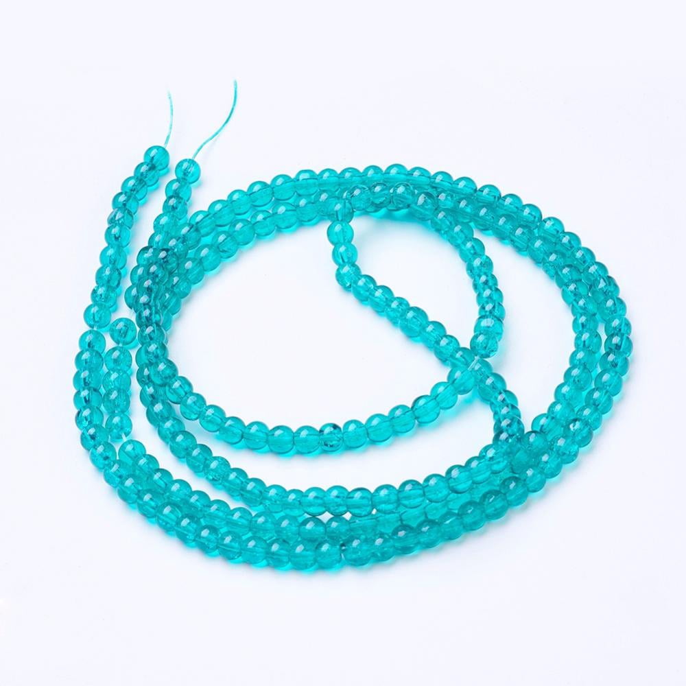 20 Strand Spray Painted Glass Beads Strands Round Medium Sea Green 4mm Hole: 1.1~1.3mm 31.4 inch