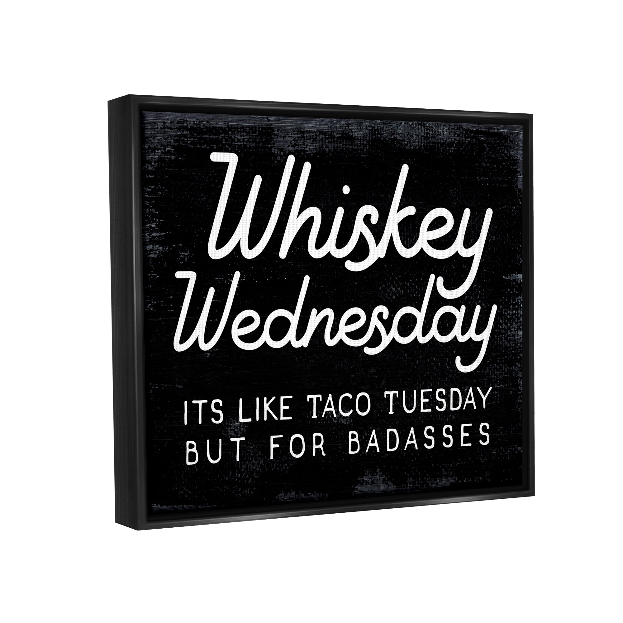 Stupell Industries Funny Whiskey Wednesday Food & Beverage Painting Black Floater Framed Canvas Art Print Wall Art, 21 x 17