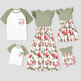 thumbnail image 1 of PatPat Matching Family Raglan-Sleeve T-shirt and Flutter Shoulder Floral Dress Sets, 1 of 6