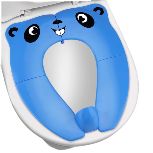 Orinal portátil mejorado con protector contra salpicaduras para niños pequeños, asiento de viaje plegable con bolsa de transporte, almohadillas antideslizantes, fundas de asiento de entrenamiento para bebés, niños pequeños y niños (azul) ER