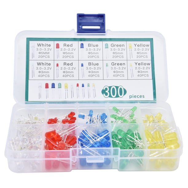 Diodos LED, 300 piezas de diodos de luz LED, kit de diodos de luces LED micro, confiables y duraderos