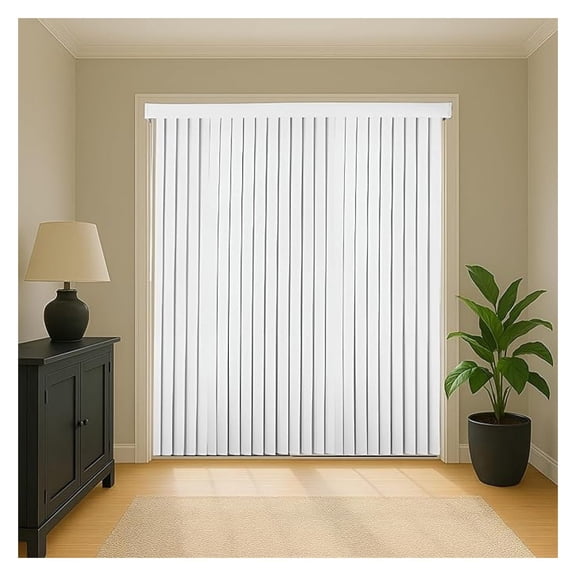 Vertical Blinds – 78" Width x 84" Height, White Light-Filtering Vinyl Blinds for Sliding Glass Doors, Patio Doors & Large Windows for Home or Office