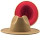 thumbnail image 1 of Sombrero de copa de lana de color exterior, color camello interior, sombrero rojo estilo jazz, sombrero de fieltro de cachemira, 1 of 6