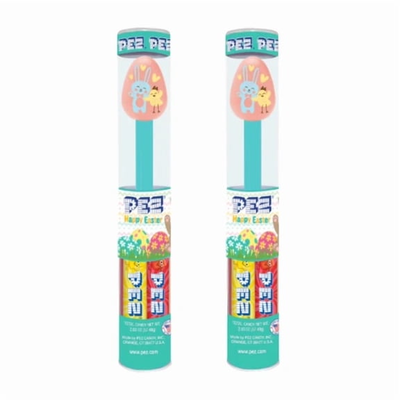 PEZ Easter Festive Egg Candy Dispenser Tube, 2 Pack, 2.03 oz