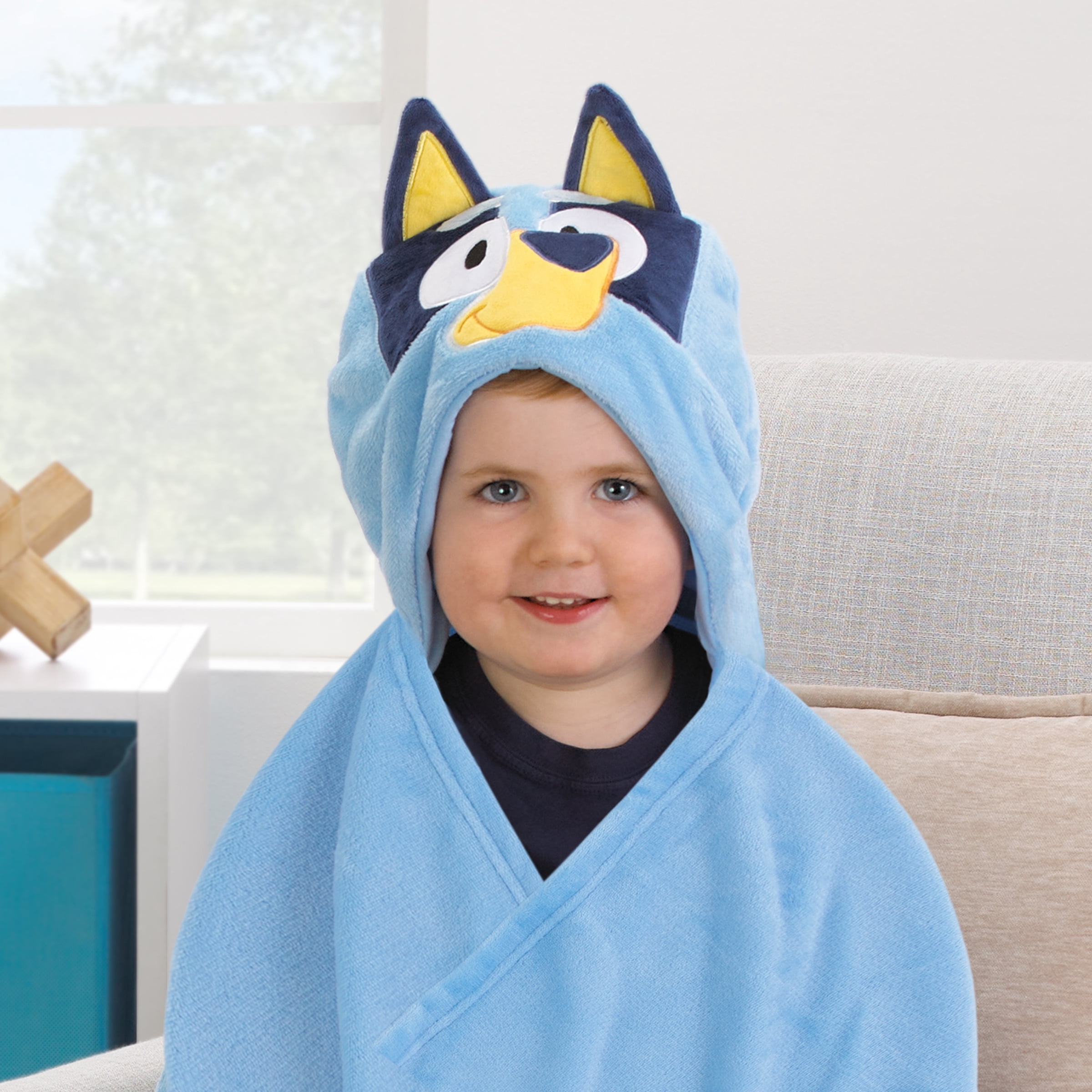 NoJo Bluey Hooded Toddler Blanket, Blue, Toddler Boy or Girl