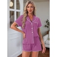 thumbnail image 2 of DARING DIVA Women's Pajama Sets Short Sleeves Comfy Button Up Tops and Shorts M Purple, 2 of 7