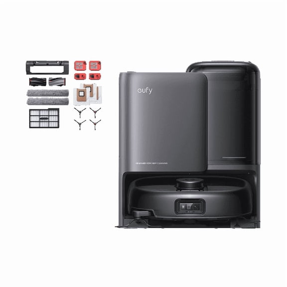 eufy Robot Vacuum and Mop Combo E25 with Replacement Parts Kit, Self-Emptying,Auto Mop Washing&Drying , Edge-to-Corner Cleaning, Pet Hair and Carpet Friendly