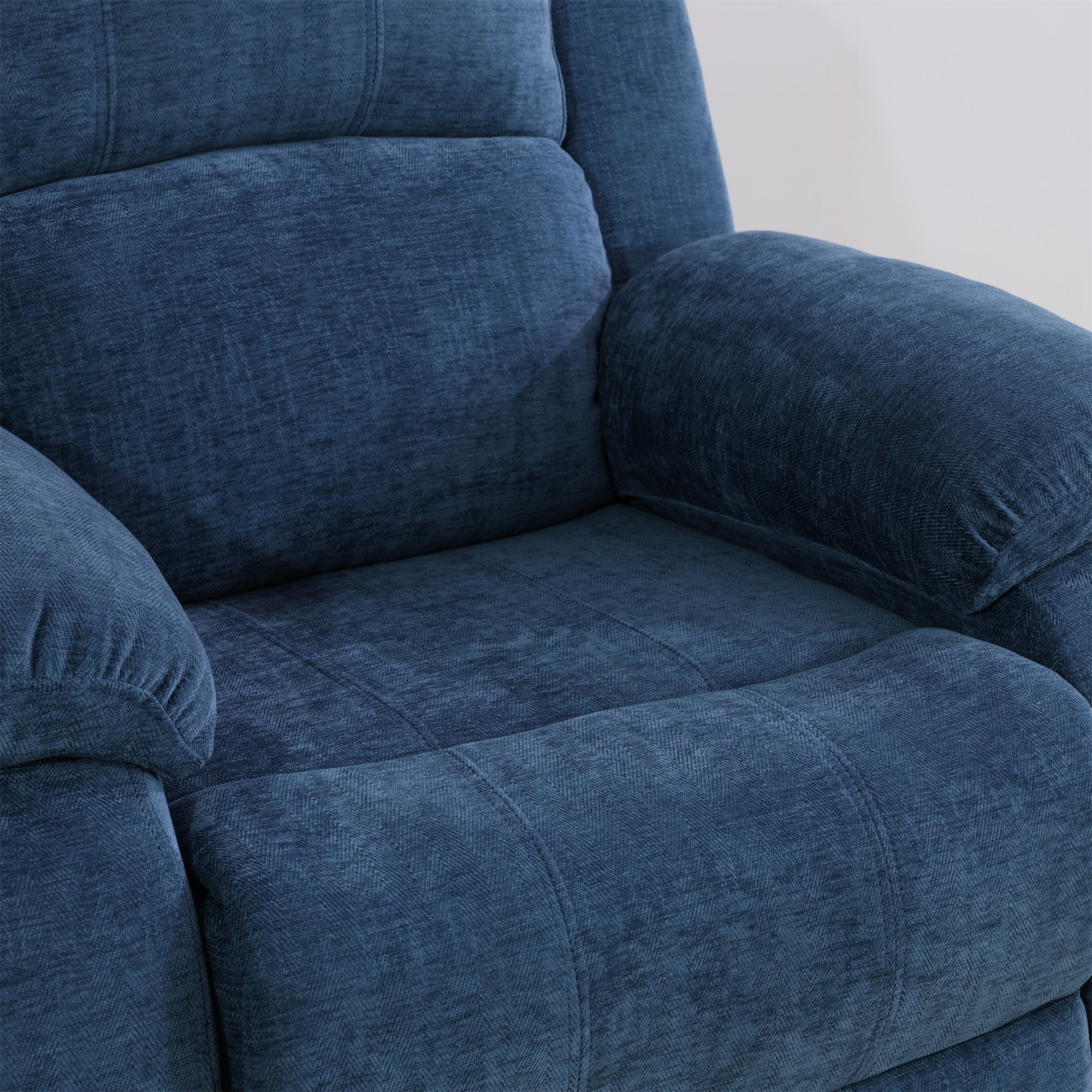 Aukfa Double Manual Recliner Chair, Overstuffed Loveseat with Cupholder for Living Room, Blue