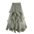 thumbnail image 2 of Blmnix Skirts for Women Trendy Asymmetrical Tulle Skirt Flowy Skirt Skirts Green Long Skirt Slip Skirt for Women,Free Size, 2 of 5