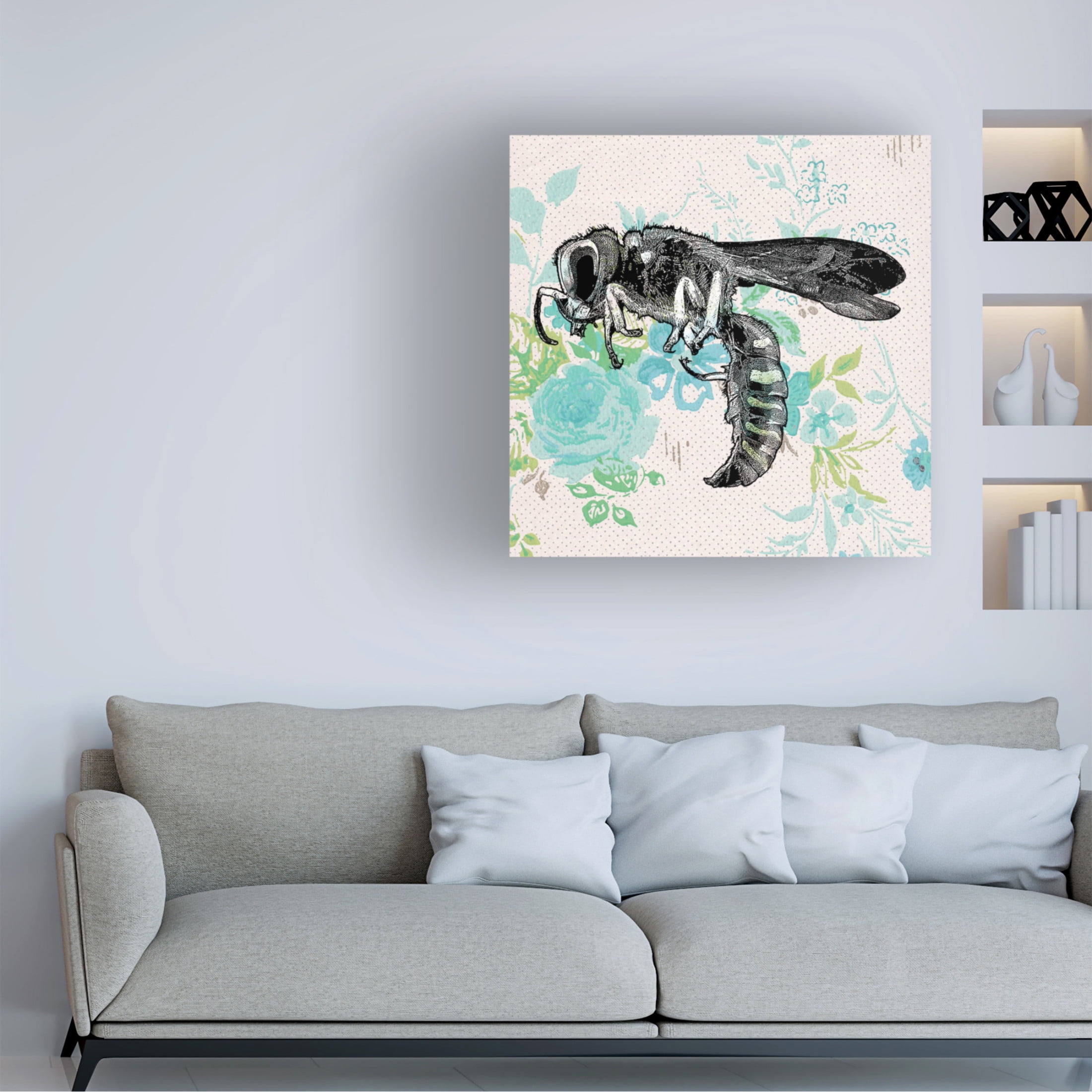Canvas Wall Art - Dean Russo- Exclusive 'Bee Wallpaper Square' Wall Art for Living Room, Bedroom, or Office Décor by Trademark Fine Art - 35 x 35 Inches