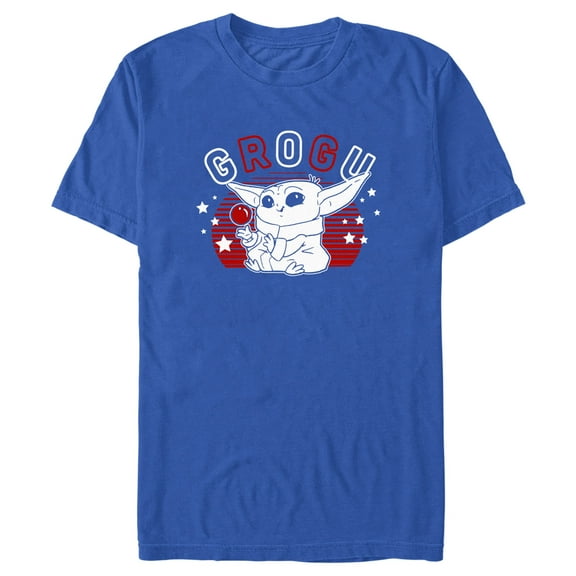 Men's Star Wars: The Mandalorian Fourth of July Cute Grogu  Graphic Tee Royal Blue Small