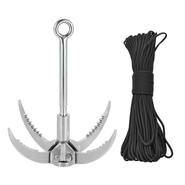 Grappling Hook for Climbing, 4 Foldable Claws, Stainless Steel