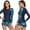 Blue leaves(Top+Shorts), variant on Women Plus Size Two Piece Rash Guard Long Sleeve Swimsuits Sun Protection Swim Shirt with Boyshort Bottom - 2XL US (18-20)