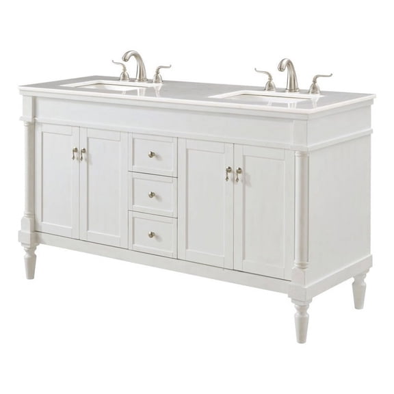 Elegant Decor Lexington 60" Wood Single Bathroom Vanity in Antique White