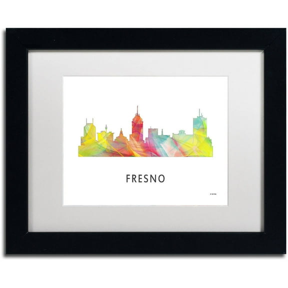 Trademark Fine Art 'Fresno California Skyline WB-1' Canvas Art by Marlene Watson, White Matte, Black Frame