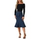 thumbnail image 2 of Faldas de mujer INSPIRE CHIC, midi de mezclilla con cola de pez y cintura alta, talla S, azul profundo, 2 of 6