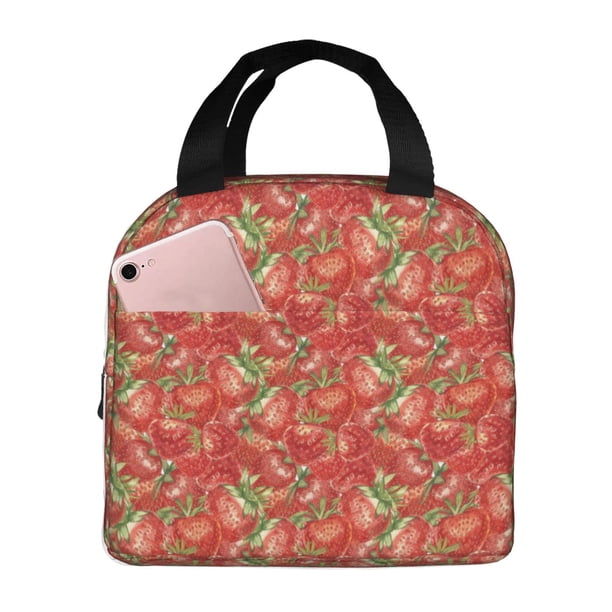Easygdp Strawberry Bolsa Térmica Premium - Tela Oxford Impermeable, Gran Capacidad, Bolsillo Frontal, Unisex para Trabajo, Escuela, Actividades al Aire Libre y Picnics