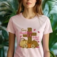 thumbnail image 5 of Give Thanks to the Lord Christian Fall Pumpkin Cross Graphic T-Shirt, Gold, Size XL, 5 of 6