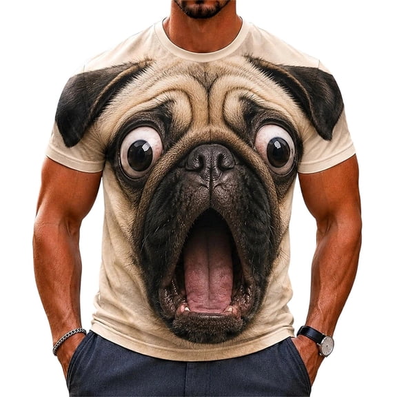bravefron Men's 3D Animal Graphic T-Shirt Short Sleeve Casual TeeShort Sleeve Tshirts Novelty Streetwear Tops Trendy Summer Shirt for Men