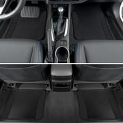 BDK Two-Tone Carpet Car Floor Mats, Faux Leather Accents Built-In Heel Pad, Anti-Slip Stylish 4-Piece Set, for Car Truck SUV Van, Black