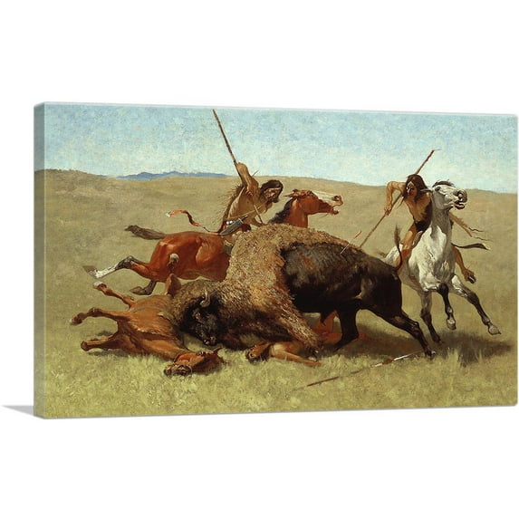 ARTCANVAS The Buffalo Hunt Canvas Art Print by Frederic Remington - Size: 26" x 18" (0.75" Deep)