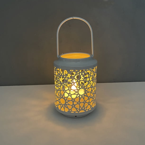 Fiudx Farol de Mano de Hierro, Candelabro de Hierro Forjado, Diseño de Luz Led, Asa Compacta, Elegante Decoración para El Hogar, Ideal para Sala de Estar y Dormitorio, 1 Farol Hueco, 107 G de Peso.