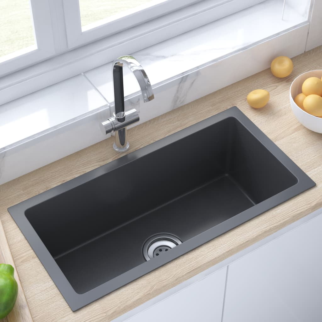 vidaXL Kitchen Sink Undermount Sink with Strainer Stainless Steel