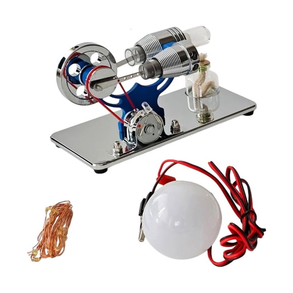 LUVNIMB Stirling Engine Model Metal Construction Multicolor LED Generator For Science Experiment And