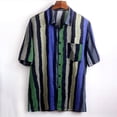 thumbnail image 2 of ZCFZJW Mens Casual Striped Button Shirts Summer Short Sleeve Button Down Graphic Tees Big and Tall Regular Fitted Tees Beach Holiday Hawaiian Shirts with Pocket Z05-Green XXXL, 2 of 4