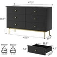 thumbnail image 2 of 6 Drawer Double Dresser for Bedroom, Black Dresser with Gold Handles, Black 6 Drawer with Fluted Panels for Bedroom, 2 of 16