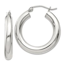 925 Sterling Silver 4mm Round Hoop Earrings 27x23mm Wide 4mm Thick Hoop Earring for Women
