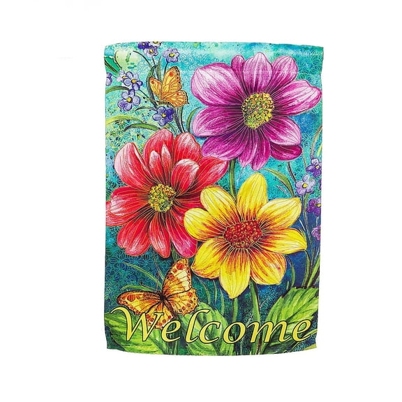 Evergreen Summer Flowers Garden Suede Flag 12.5 x 18 Inches Indoor Outdoor Decor