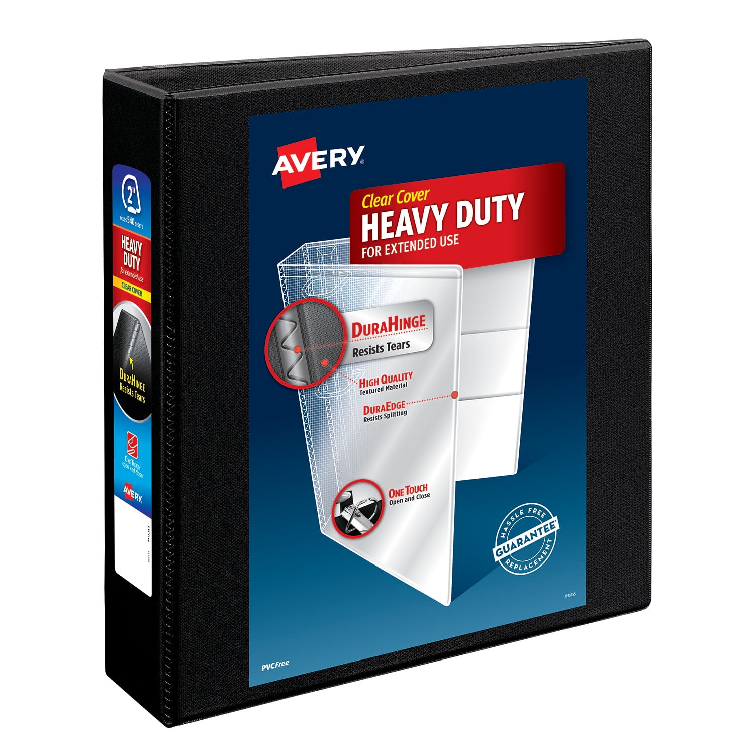 Avery Heavy-Duty View 3 Ring Binder, 2' One Touch Slant Rings, Holds 8.5' x 11' Paper, Black (05500)