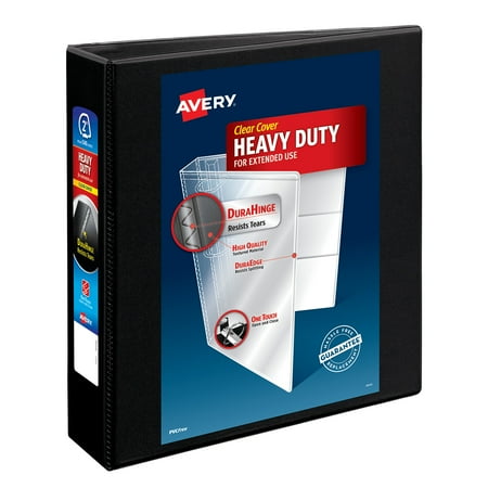 Avery Heavy-Duty View 3 Ring Binder, 2" One Touch Slant Rings, Holds 8.5" x 11" Paper, Black (05500)