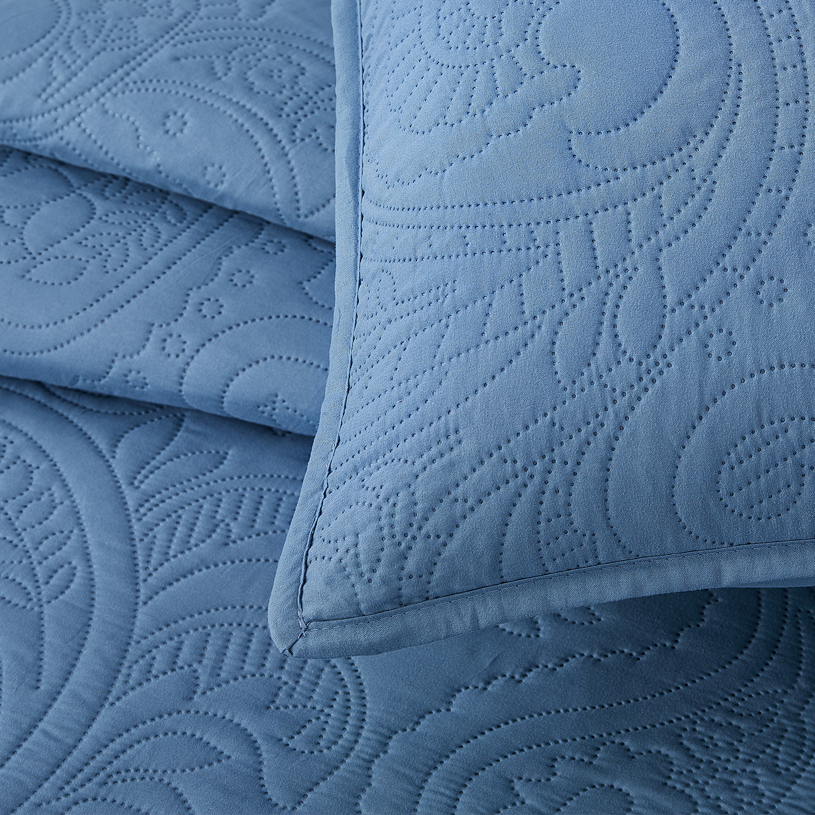 Bourina Modern Floral 3-Piece Quilt Set, Blue,King,Lightweight & Comfortable,Perfect for All Seasons