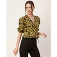 thumbnail image 3 of Moomaya Printed Wrap Tops For Women, V-Neck Cotton Casual Chic Top, 3 of 9