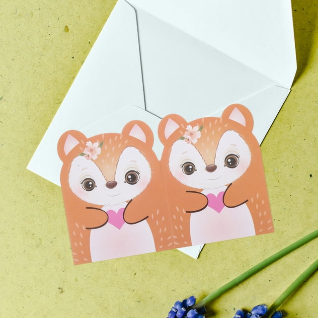 GOOHOCHY 100Pcs Paper Thank You Cards Cute Cartoon Design Expressive Writing Space For Baby Showers