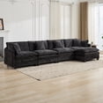 thumbnail image 4 of 146.5” Black Modular Sofa, 4 Seater L Shaped Chenille Sectional for Living Room, Cloud Couch with Ottoman, Sofá moderno, 4 of 10