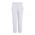 thumbnail image 5 of IUYRTFE Women Solid Color Elastic Waist Straight Leg Capri Pants with Pockets Casual Summer Trousers, 5 of 5