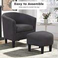 thumbnail image 6 of Ebello Modern Upholstered Barrel Chair & Ottoman Set,Stylish Lounge Chair for Living Room, Bedroom-Gray, 6 of 10