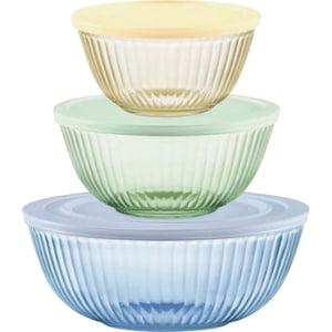 Pyrex Colors Sculpted Tinted Glass Mixing Bowl Set, 6-Piece