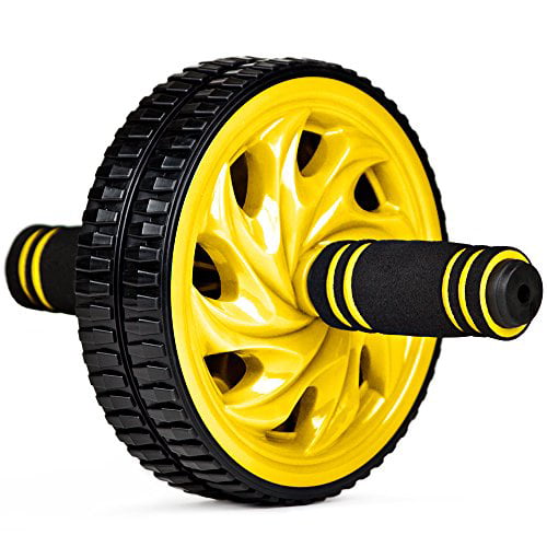 Crown Sporting Goods Ab Wheel with Foam Comfort Grip, Sculpt Amazing Abs, Yellow